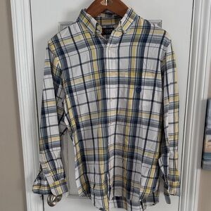 Chaps Men's Casual Plaid Shirt in Blue and Yellow